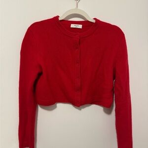 Aritzia Red cropped cashmere sweater